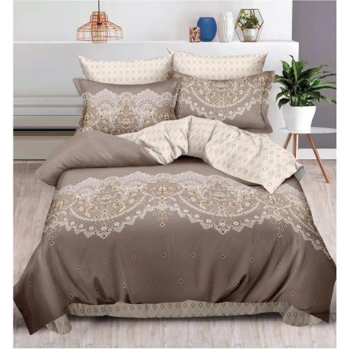 Set Lenjerie Eleganta , Finet, imprimat digital, pentru 2 persoane, 6 piese, Cearceaf de pat cu elastic 180x200 cm, T163