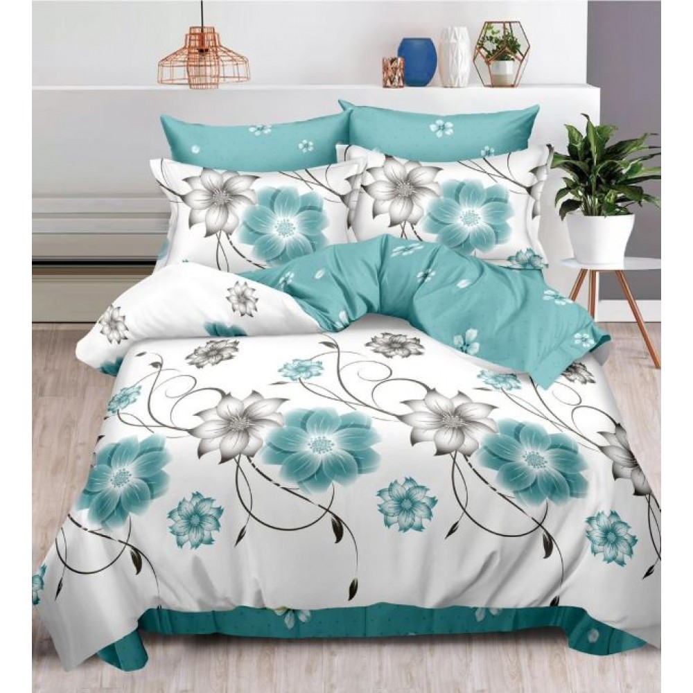 Set Lenjerie Eleganta , Finet, imprimat digital, pentru 2 persoane, 6 piese, Cearceaf de pat cu elastic 180x200 cm, T157