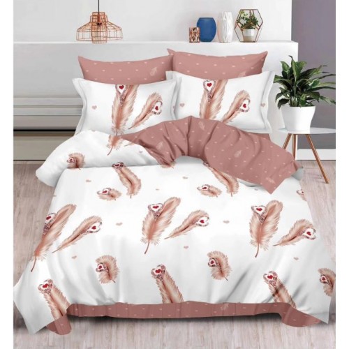 Set Lenjerie Eleganta , Finet, imprimat digital, pentru 2 persoane, 6 piese, Cearceaf de pat cu elastic 180x200 cm, T155