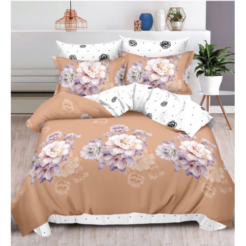 Set Lenjerie Eleganta , Finet, imprimat digital, pentru 2 persoane, 6 piese, Cearceaf de pat cu elastic 180x200 cm, T148