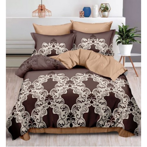 Set Lenjerie Eleganta , Finet, imprimat digital, pentru 2 persoane, 6 piese, Cearceaf de pat cu elastic 180x200 cm, T147