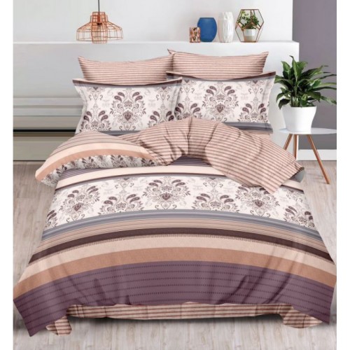 Set Lenjerie Eleganta , Finet, imprimat digital, pentru 2 persoane, 6 piese, Cearceaf de pat cu elastic 180x200 cm, T132