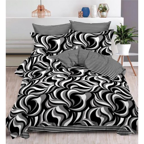 Set Lenjerie Eleganta , Finet, imprimat digital, pentru 2 persoane, 6 piese, Cearceaf de pat cu elastic 180x200 cm, T94