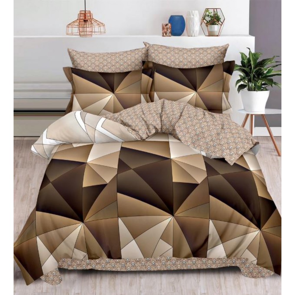 Set Lenjerie Eleganta , Finet, imprimat digital, pentru 2 persoane, 6 piese, Cearceaf de pat cu elastic 180x200 cm, T64