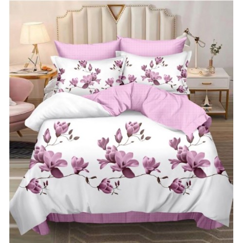 Set Lenjerie Eleganta , Finet, imprimat digital, pentru 2 persoane, 6 piese, Cearceaf de pat cu elastic 180x200 cm, T61