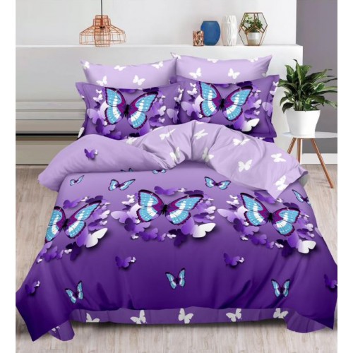 Set Lenjerie Eleganta , Finet, imprimat digital, pentru 2 persoane, 6 piese, Cearceaf de pat cu elastic 180x200 cm, T60