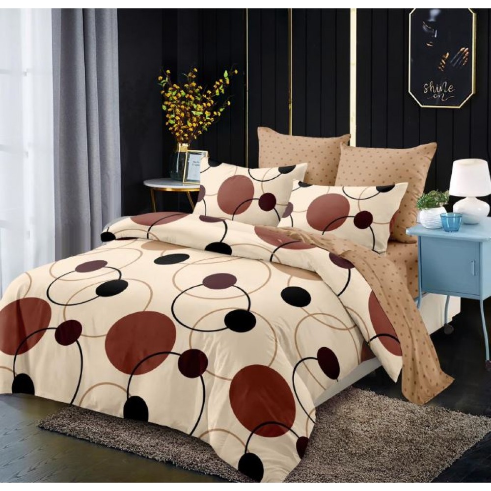 Set Lenjerie Eleganta , Finet, imprimat digital, pentru 2 persoane, 6 piese, Cearceaf de pat cu elastic 180x200 cm, T48