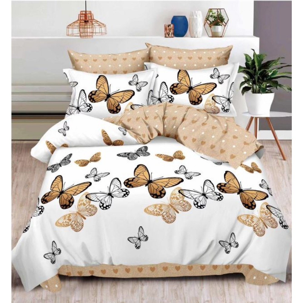 Set Lenjerie Eleganta , Finet, imprimat digital, pentru 2 persoane, 6 piese, Cearceaf de pat cu elastic 180x200 cm, T22