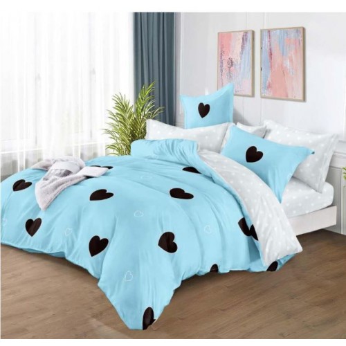 Set Lenjerie Eleganta , Finet, imprimat digital, pentru 2 persoane, 6 piese, Cearceaf de pat cu elastic 180x200 cm, T3