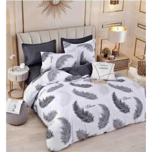 Set Lenjerie Eleganta pentru pat dublu din Bumbac Finet compusa din 6 piese, Cearceaf de pat 230x250cm, J-32