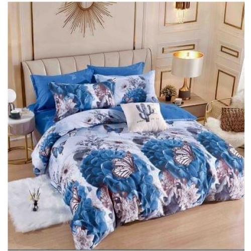 Set Lenjerie Eleganta pentru pat dublu din Bumbac Finet compusa din 6 piese, Cearceaf de pat 230x250cm, J-46