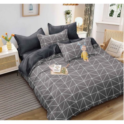 Set Lenjerie Eleganta pentru pat dublu, Bumbac Satinat Superior, 4 piese, cu ELASTIC, Cearceaf de pat cu elastic 180x200cm, E115