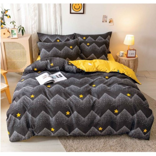 Set Lenjerie Eleganta pentru pat dublu, Bumbac Satinat Superior, 4 piese, cu ELASTIC, Cearceaf de pat cu elastic 180x200cm, E110