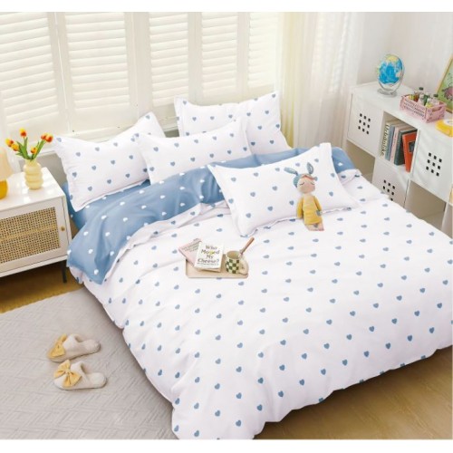 Set Lenjerie Eleganta pentru pat dublu, Bumbac Satinat Superior, 4 piese, cu ELASTIC, Cearceaf de pat cu elastic 180x200cm, E106