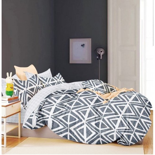 Set Lenjerie Eleganta pentru pat dublu, Bumbac Satinat Superior, 4 piese, cu ELASTIC, Cearceaf de pat cu elastic 180x200cm, E77