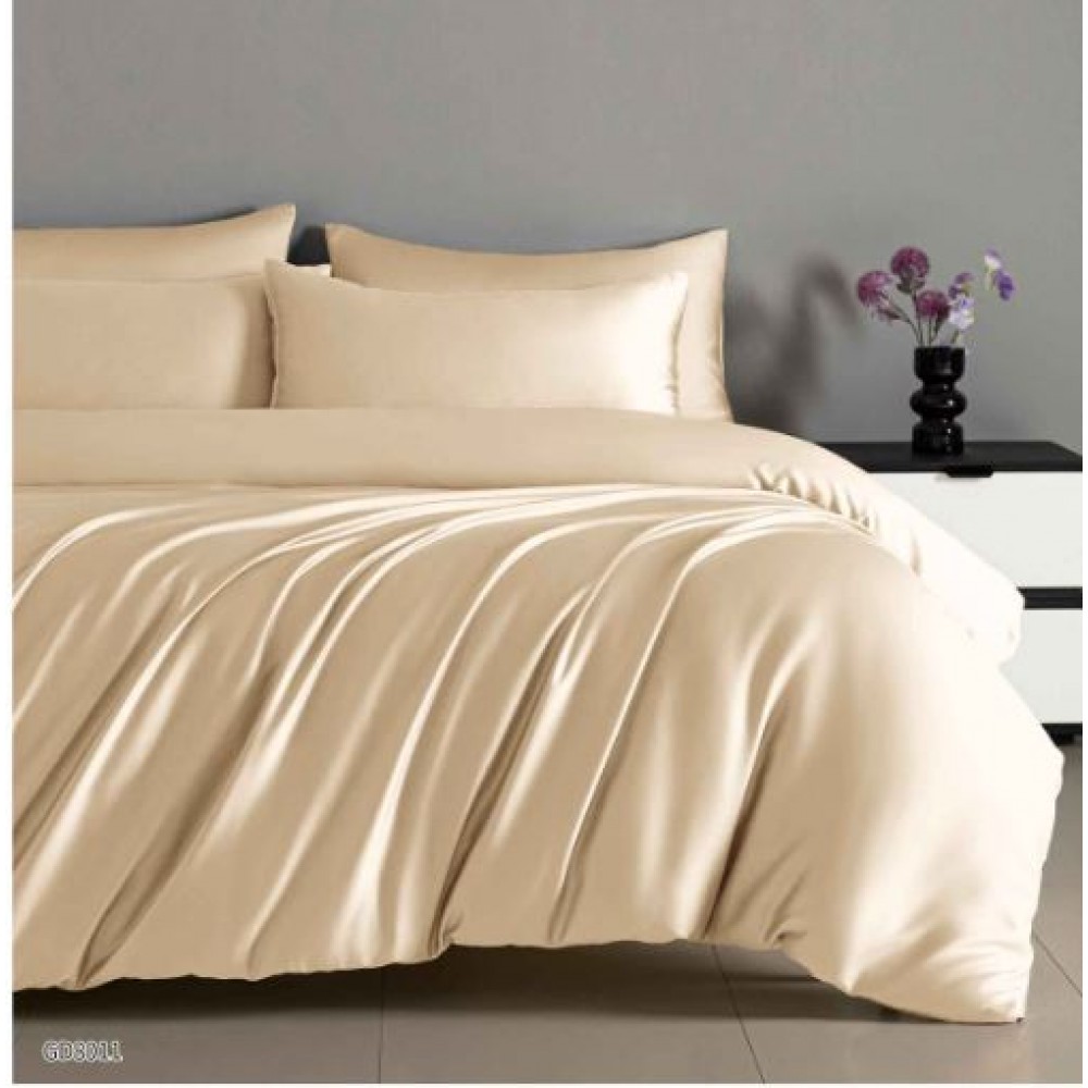 Set Lenjerie Eleganta Satinat , 4 piese cu ELASTIC, Cearceaf de pat cu elastic 180x200cm, GD8011