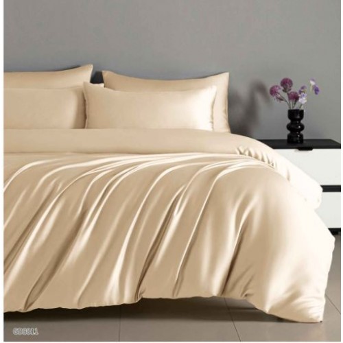 Set Lenjerie Eleganta Satinat , 4 piese cu ELASTIC, Cearceaf de pat cu elastic 180x200cm, GD8011