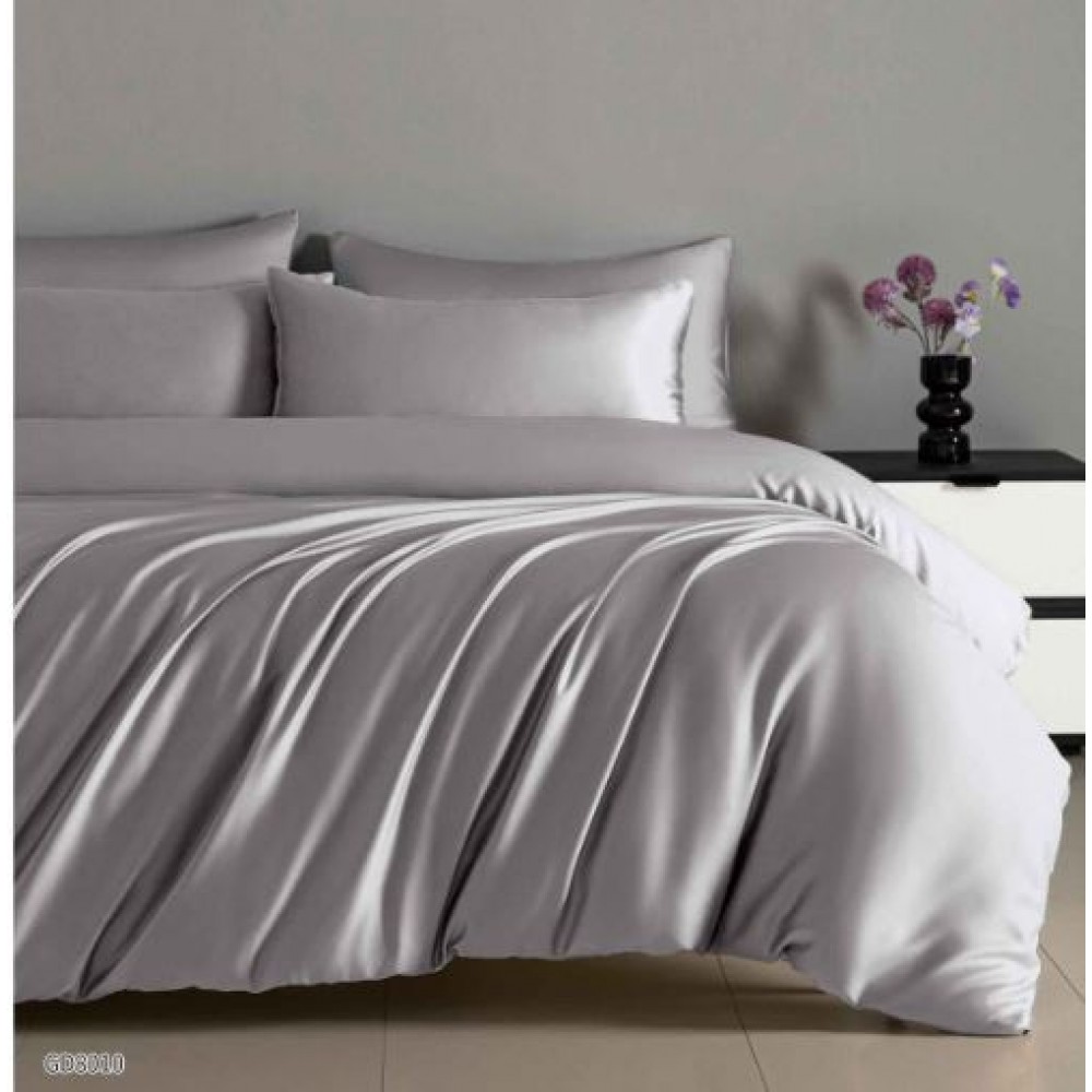 Set Lenjerie Eleganta Satinat , 4 piese cu ELASTIC, Cearceaf de pat cu elastic 180x200cm, GD8010