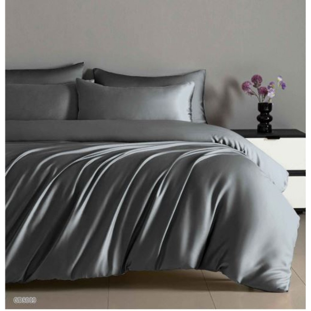 Set Lenjerie Eleganta Satinat , 4 piese cu ELASTIC, Cearceaf de pat cu elastic 180x200cm, GD8009