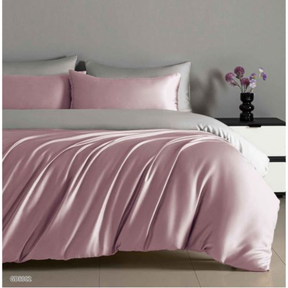 Set Lenjerie Eleganta Satinat , 4 piese cu ELASTIC, Cearceaf de pat cu elastic 180x200cm, GD8002