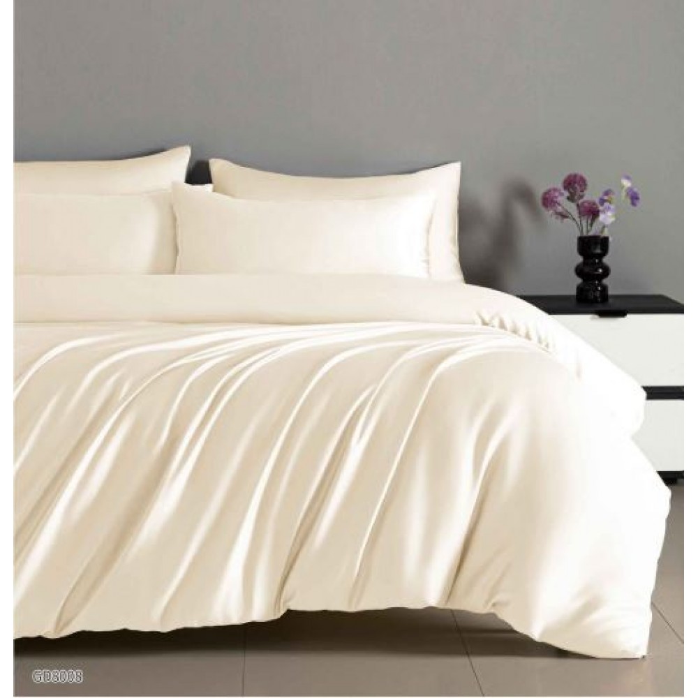Set Lenjerie Eleganta Satinat , 4 piese cu ELASTIC, Cearceaf de pat cu elastic 180x200cm, GD8008