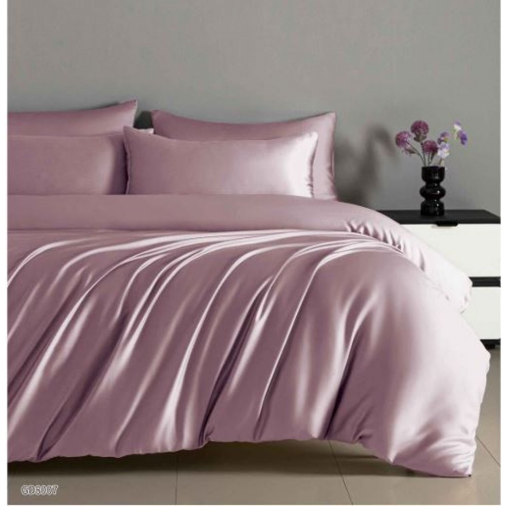 Set Lenjerie Eleganta Satinat , 4 piese cu ELASTIC, Cearceaf de pat cu elastic 180x200cm, GD8007