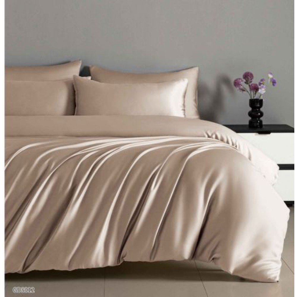 Set Lenjerie Eleganta Satinat , 4 piese cu ELASTIC, Cearceaf de pat cu elastic 180x200cm, GD8012