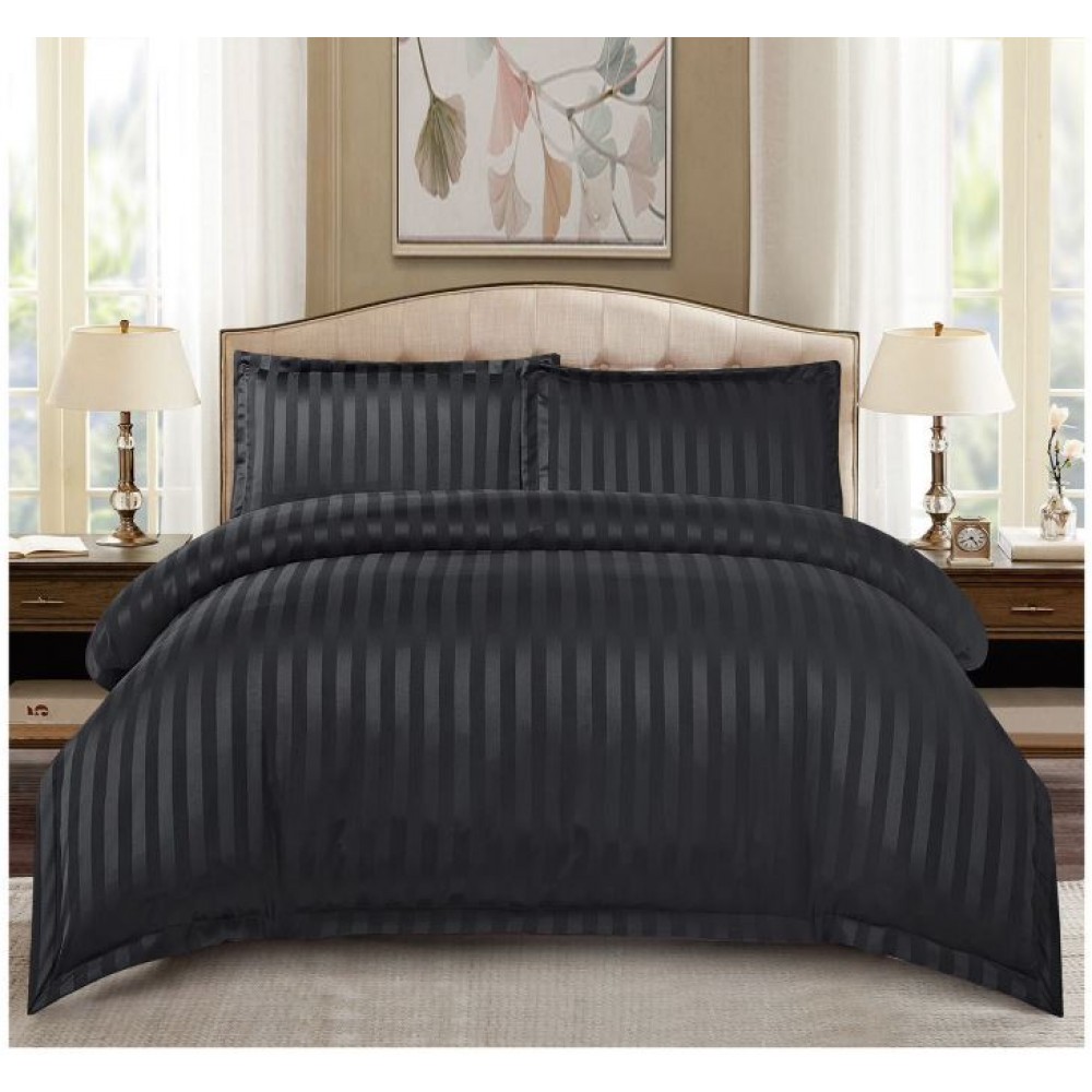 Set Lenjerie Eleganta Damasc ,Pat dublu, Cearsaf cu elastic, 4 piese, Pentru 2 persoane, Cearceaf de pat cu elastic 180x200cm, AT-131
