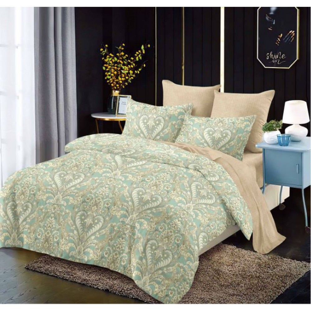 Set Lenjerie Eleganta , Finet, pentru 2 persoane, 6 piese, Cearceaf de pat cu elastic 180x200 cm, B6031