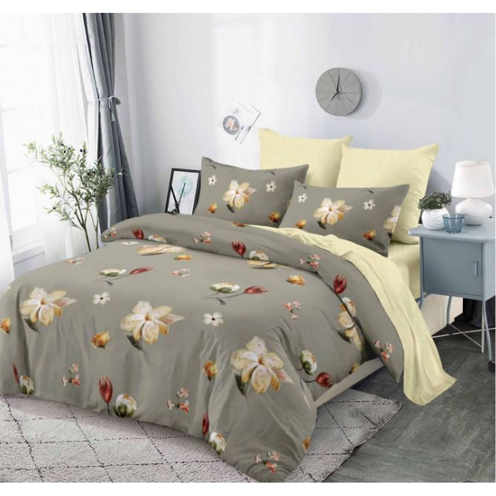 Set Lenjerie Eleganta , Finet, pentru 2 persoane, 6 piese, Cearceaf de pat cu elastic 180x200 cm, B6030