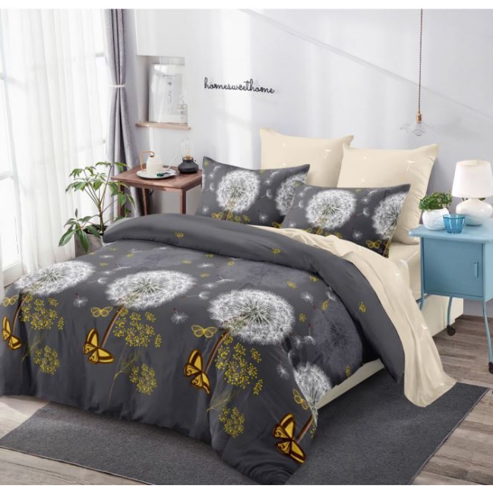 Set Lenjerie Eleganta , Finet, pentru 2 persoane, 6 piese, Cearceaf de pat cu elastic 180x200 cm, B985
