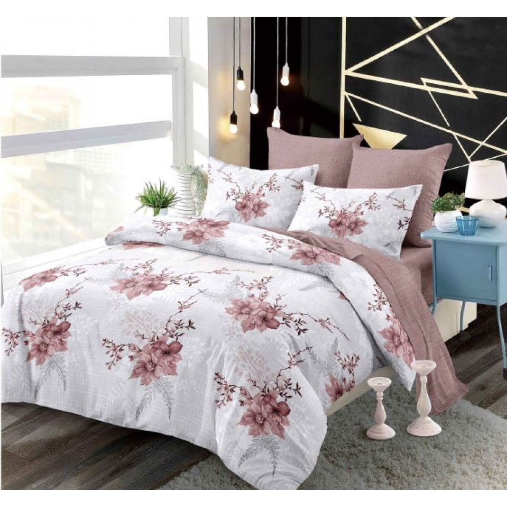 Set Lenjerie Eleganta , Finet, pentru 2 persoane, 6 piese, Cearceaf de pat cu elastic 180x200 cm, B6034