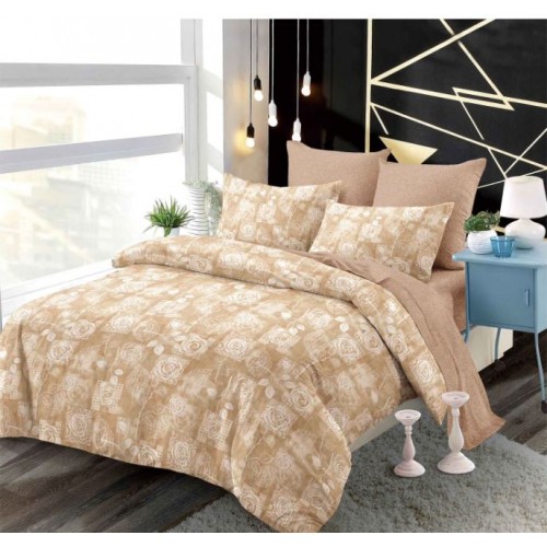 Set Lenjerie Eleganta , Finet, pentru 2 persoane, 6 piese, Cearceaf de pat cu elastic 180x200 cm, B-6030