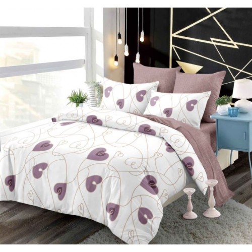 Set Lenjerie Eleganta , Finet, pentru 2 persoane, 6 piese, Cearceaf de pat cu elastic 180x200 cm, B6033