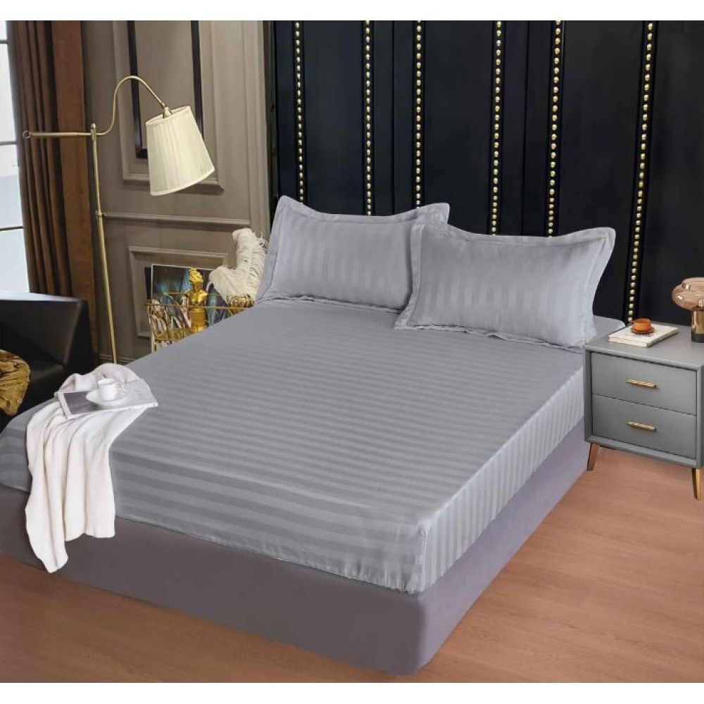 Husa de pat tip Damasc cu Elastic cu 2 fete de perna, 160x200 cm, H-E085