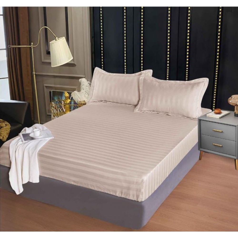 Husa de pat tip Damasc cu Elastic cu 2 fete de perna, 160x200 cm, H-E111