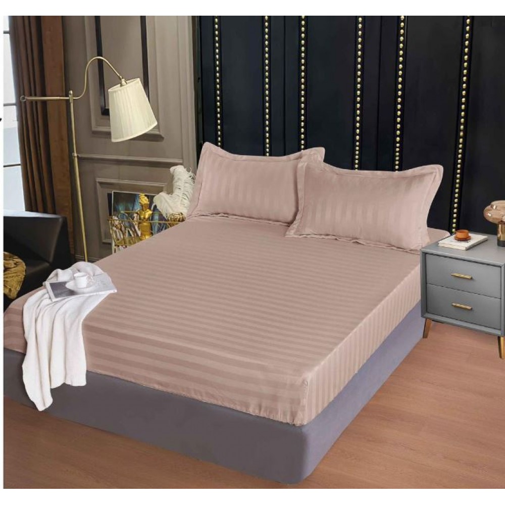 Husa de pat tip Damasc cu Elastic cu 2 fete de perna, 160x200 cm, H-E156