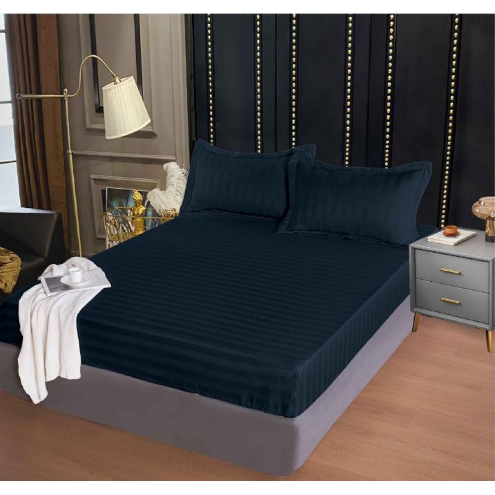 Husa de pat tip Damasc cu Elastic cu 2 fete de perna, 160x200 cm, H-E115