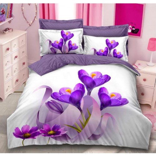 Lenjerie de pat FINET 3D ,pentru 2 persoane, 6 piese, Digital Print, Cearceaf de pat 240 x 250 cm, A2-46