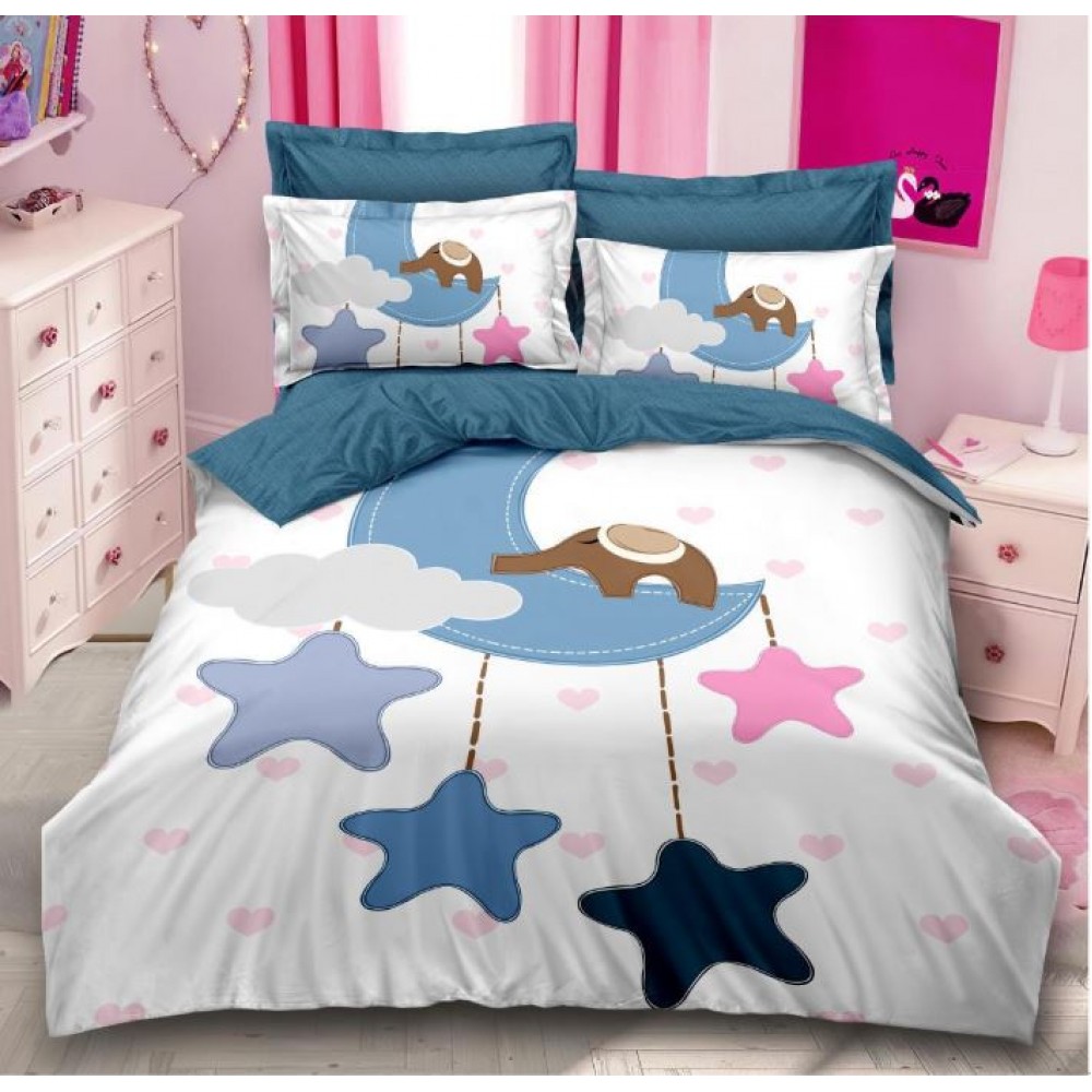 Lenjerie de pat FINET 3D ,pentru 2 persoane, 6 piese, Digital Print, Cearceaf de pat 240 x 250 cm, A2-42