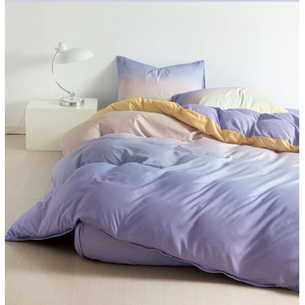 Lenjerie De Pat 1 Persoana 4 Piese, din Bumbac Finet, Cearceaf de pat cu elastic 140x200cm, T60-123