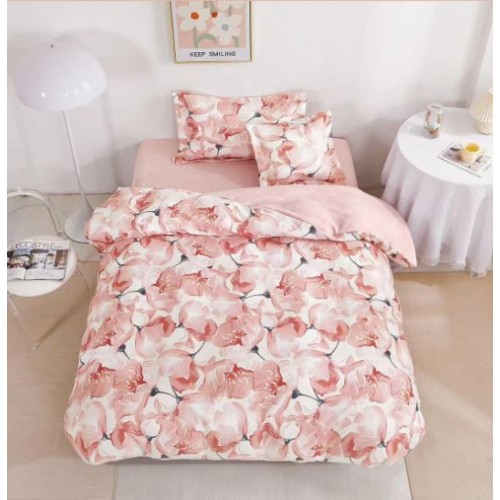 Lenjerie De Pat 1 Persoana 4 Piese, din Bumbac Finet, Cearceaf de pat cu elastic 140x200cm, T60-95