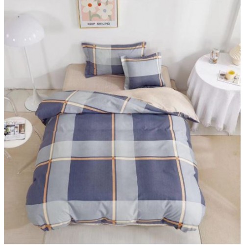 Lenjerie De Pat 1 Persoana 4 Piese, din Bumbac Finet, Cearceaf de pat cu elastic 140x200cm, T60-115