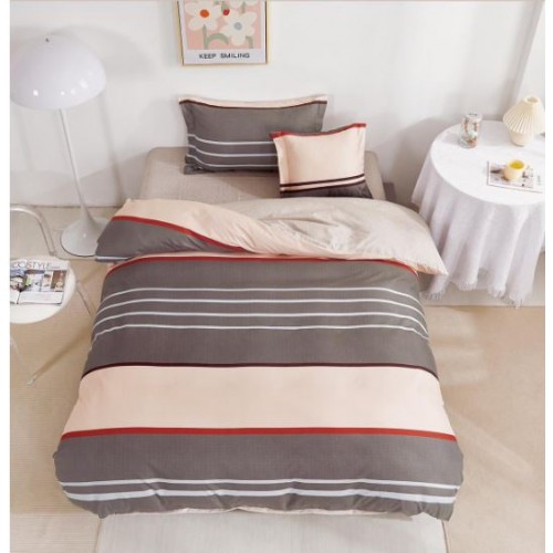 Lenjerie De Pat 1 Persoana 4 Piese, din Bumbac Finet, Cearceaf de pat cu elastic 140x200cm, T60-94