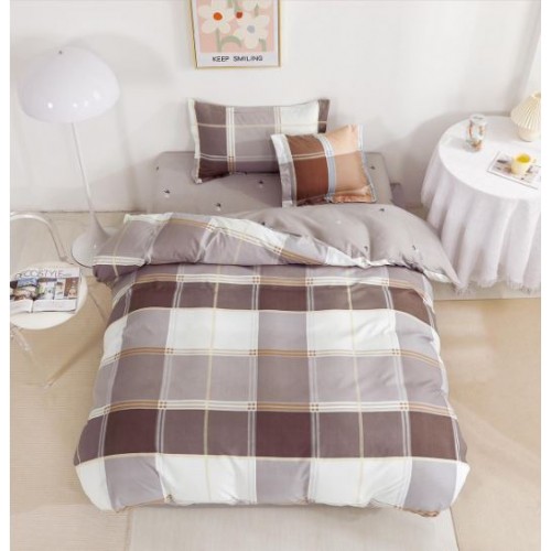 Lenjerie De Pat 1 Persoana 4 Piese, din Bumbac Finet, Cearceaf de pat cu elastic 140x200cm, T60-81