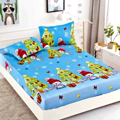 Husa de Pat cu Elastic din Finet + 2 Fete de Perna, Pat 1 Persoana, 90x200cm, JJ07