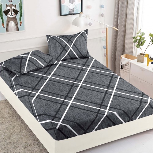 Husa de Pat cu Elastic din Finet + 2 Fete de Perna, Pat 1 Persoana, 90x200cm, JJ08