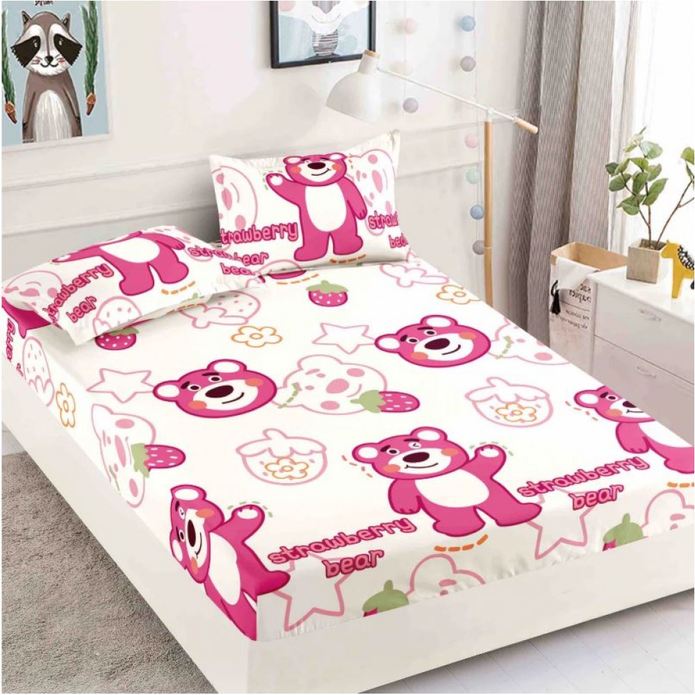 Husa de Pat cu Elastic din Finet + 2 Fete de Perna, Pat 1 Persoana, 90x200cm, JJ11