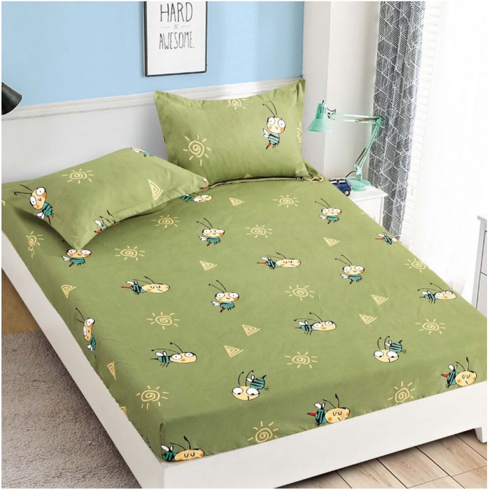 Husa de Pat cu Elastic din Finet + 2 Fete de Perna, Pat 1 Persoana, 90x200cm, JJ19