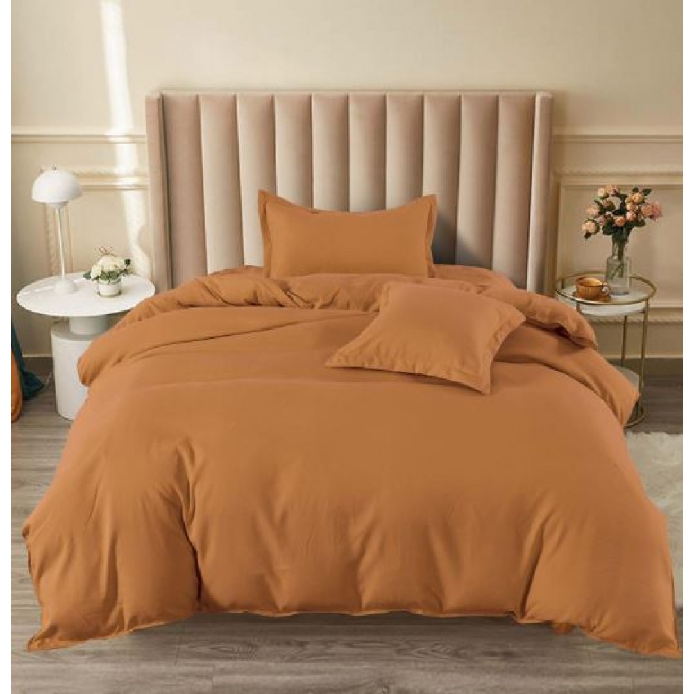 Set Lenjerie Eleganta pat cu elastic, tesatura tip finet, uni, pat 1 persoana, 4 piese, cearsaf de pat 140x200 cm,T60-73